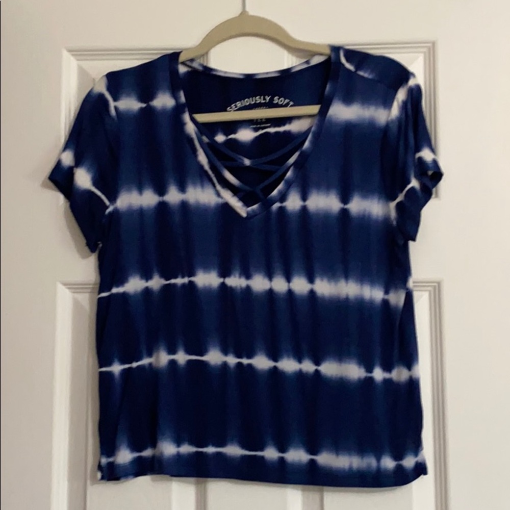 Tie-Dye Seriously Soft Tee With Criss Cross Front!